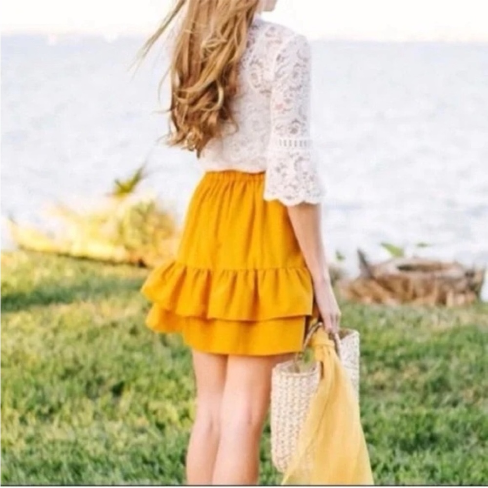 J. Crew Vibrant Yellow Ruffle Mini Skirt
